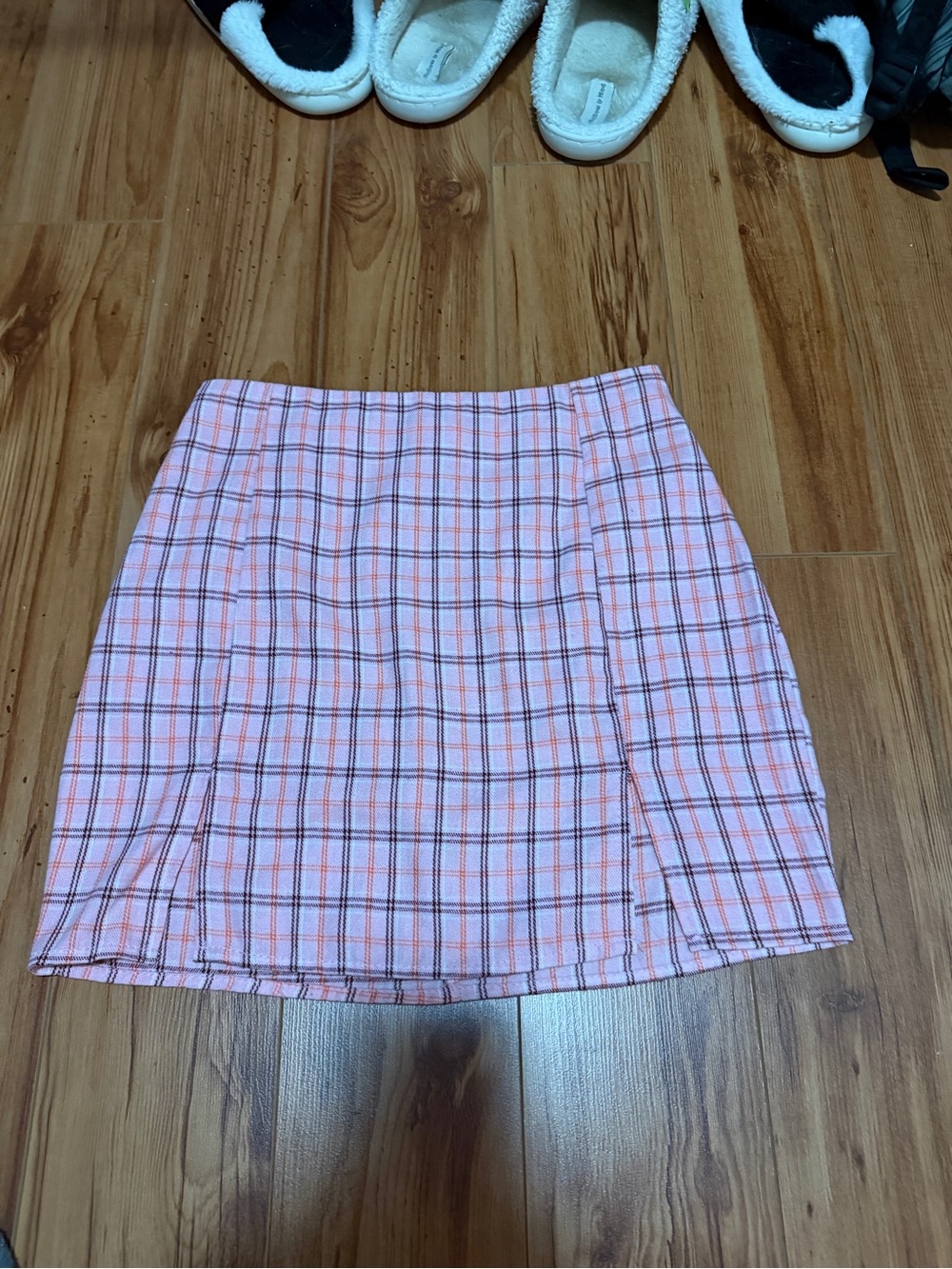SHEIN Pink Plaid Mini Skirt